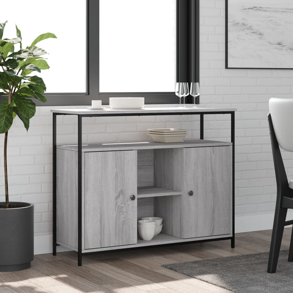 Sideboard Grau Sonoma 100x35x80 cm Holzwerkstoff