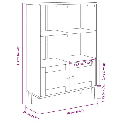 Bücherschrank SENJA Rattan-Look Weiß 90x35x130 cm Kiefernholz
