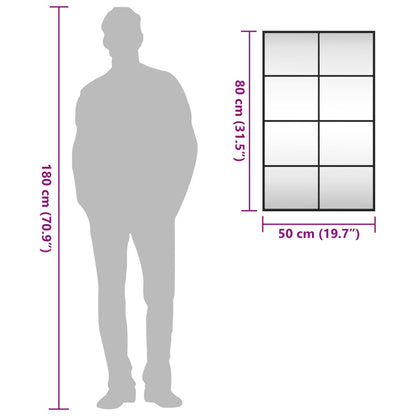 Wandspiegel Schwarz 50x80 cm Rechteckig Eisen