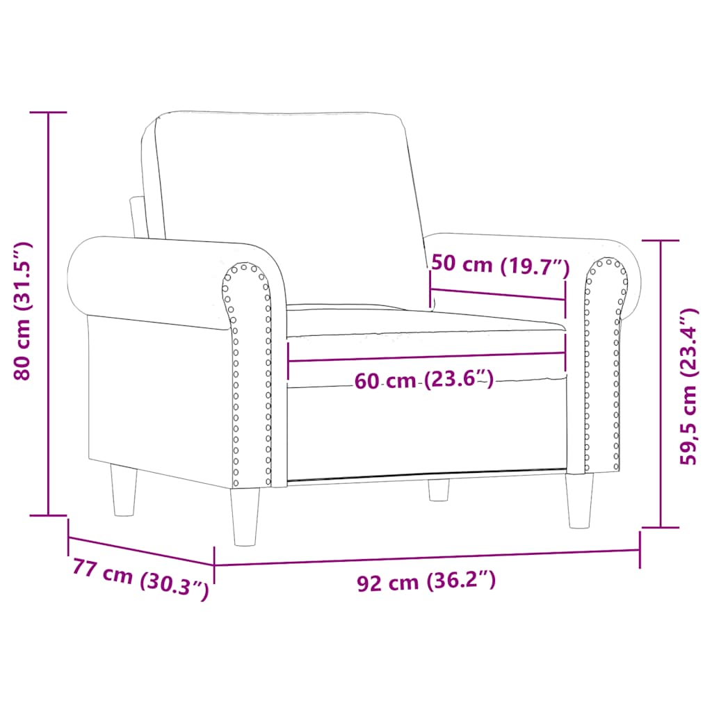 Sessel Schwarz 60 cm Kunstleder