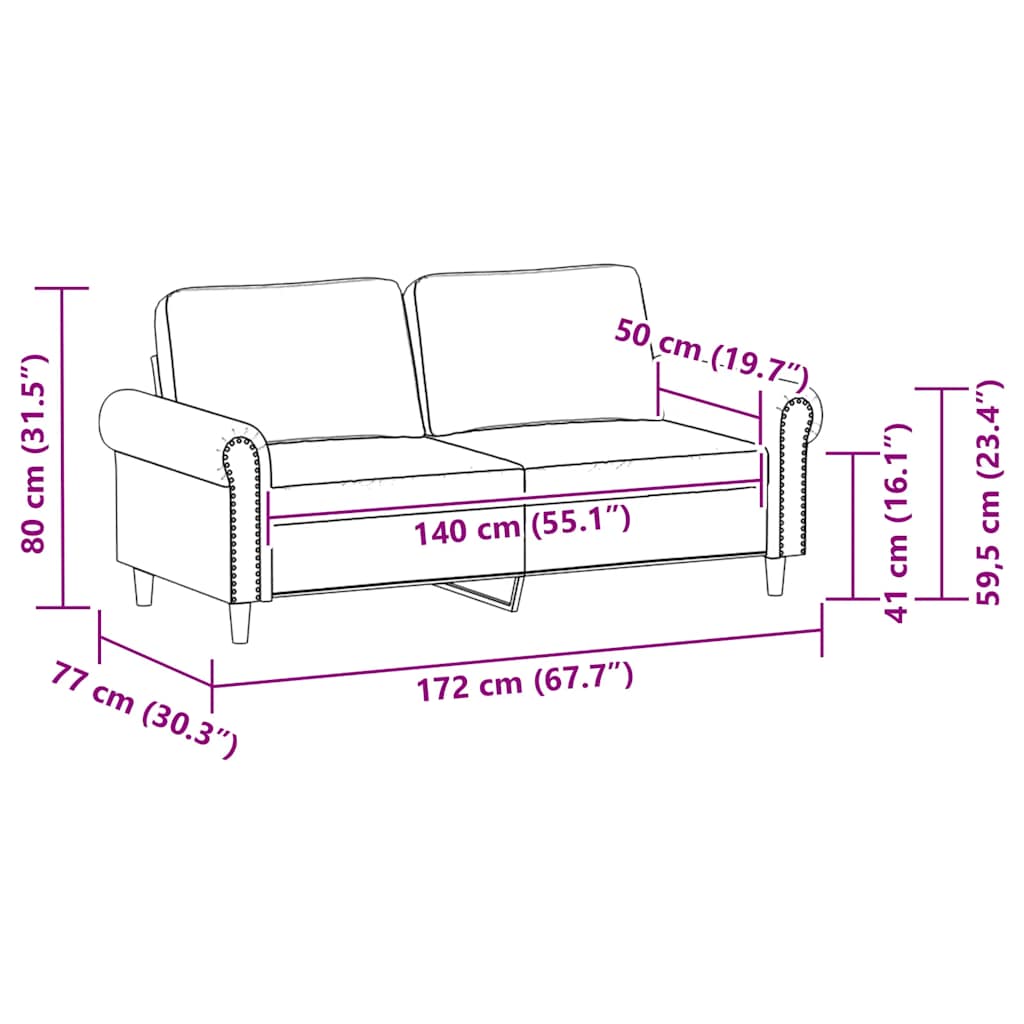 2-Sitzer-Sofa Cappuccino-Braun 140 cm Kunstleder