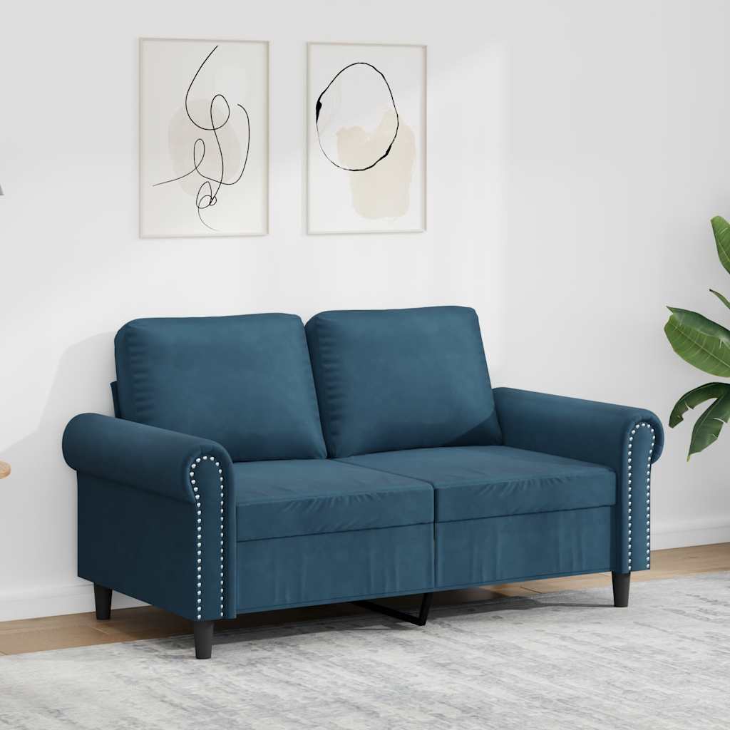 2-Sitzer-Sofa Blau 120 cm Samt