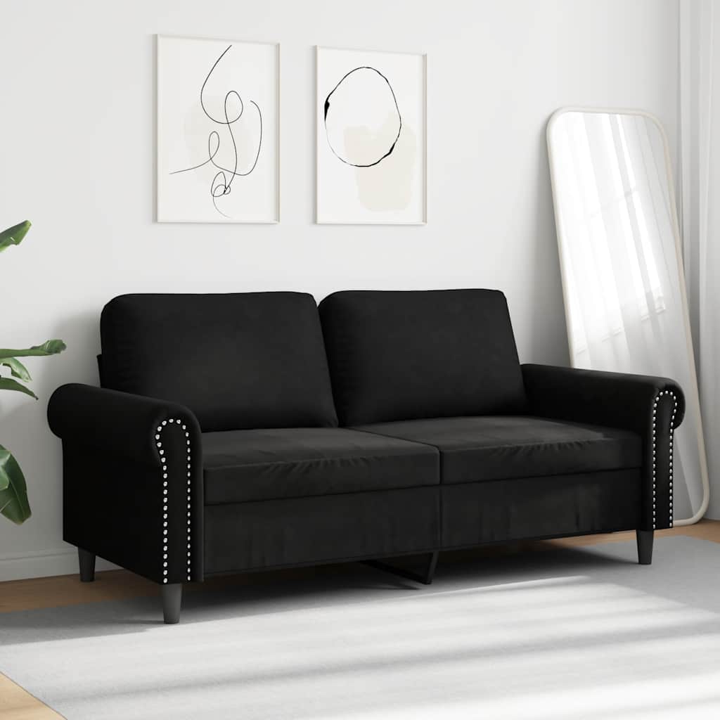 2-Sitzer-Sofa Schwarz 140 cm Samt