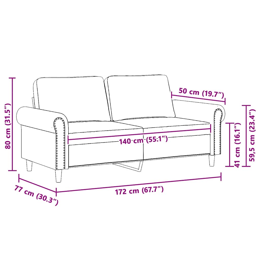 2-Sitzer-Sofa Creme 140 cm Samt