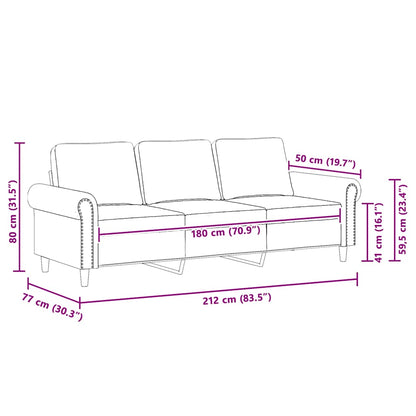 3-Sitzer-Sofa Braun 180 cm Samt