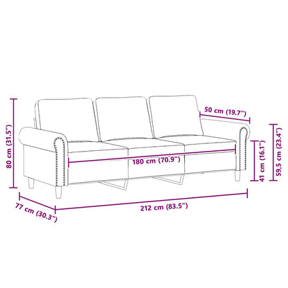 3-Sitzer-Sofa Blau 180 cm Samt