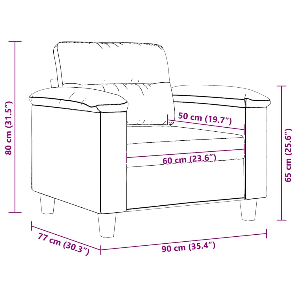 Sessel Hellgrau 60 cm Mikrofasergewebe