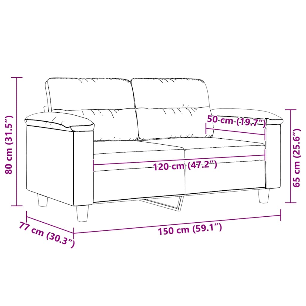 2-Sitzer-Sofa Taupe 120 cm Mikrofasergewebe