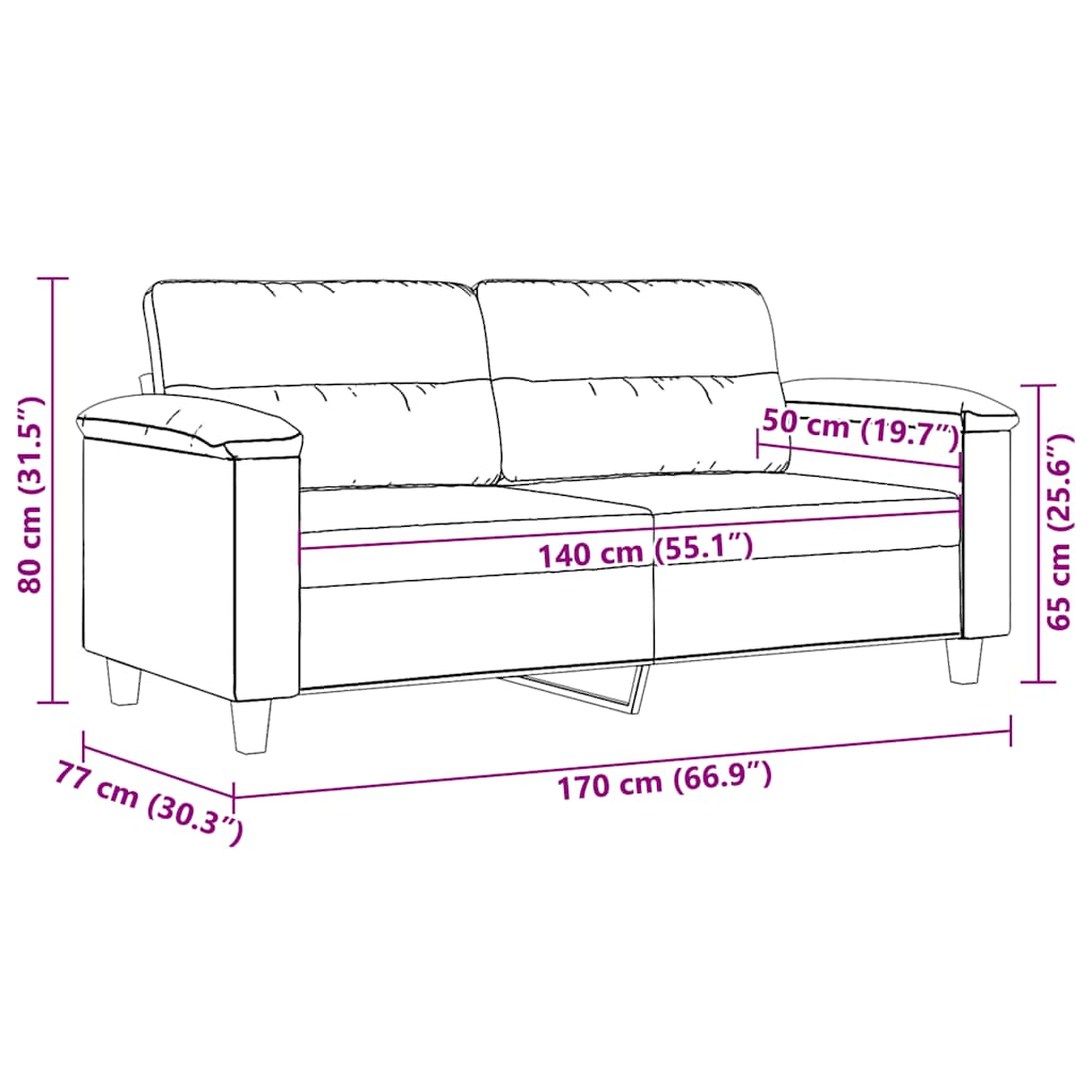 2-Sitzer-Sofa Taupe 140 cm Mikrofasergewebe