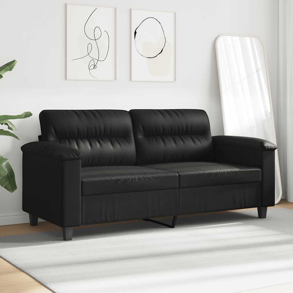 2-Sitzer-Sofa Schwarz 140 cm Mikrofasergewebe