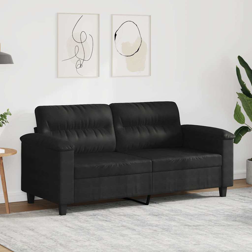 2-Sitzer-Sofa Schwarz 140 cm Mikrofasergewebe