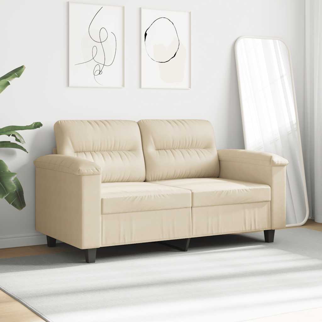 2-Sitzer-Sofa Creme 140 cm Mikrofasergewebe