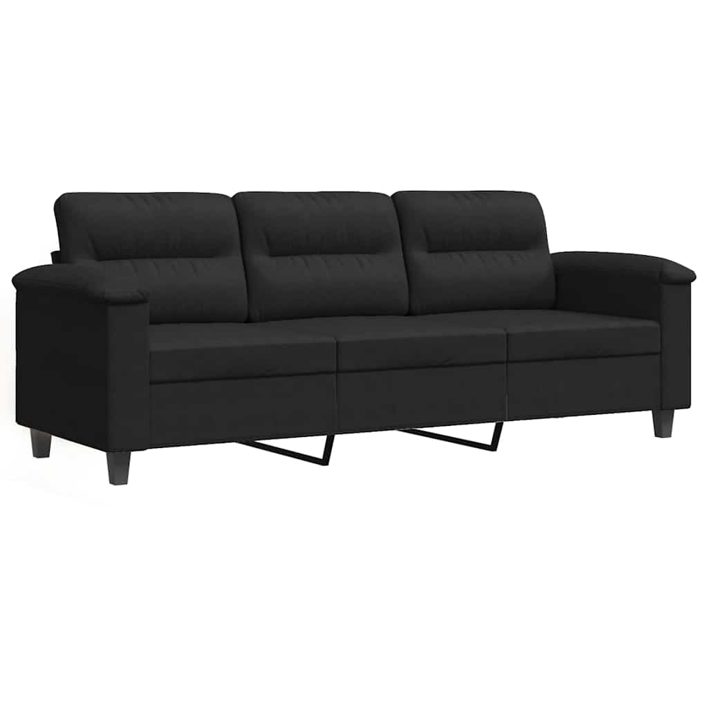 3-Sitzer-Sofa Schwarz 180 cm Mikrofasergewebe