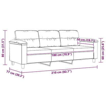 3-Sitzer-Sofa Creme 180 cm Mikrofasergewebe