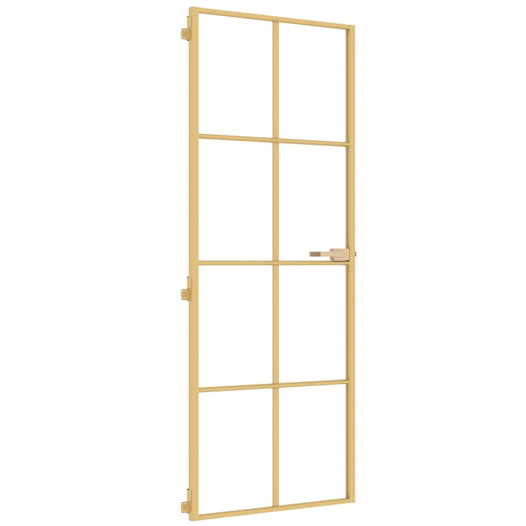 Innentür Schlank Golden 76x201,5 cm Hartglas und Aluminium