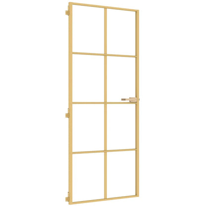Innentür Schlank Golden 83x201,5 cm Hartglas und Aluminium