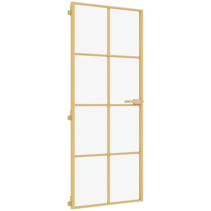Innentür Schlank Golden 83x201,5 cm Hartglas und Aluminium