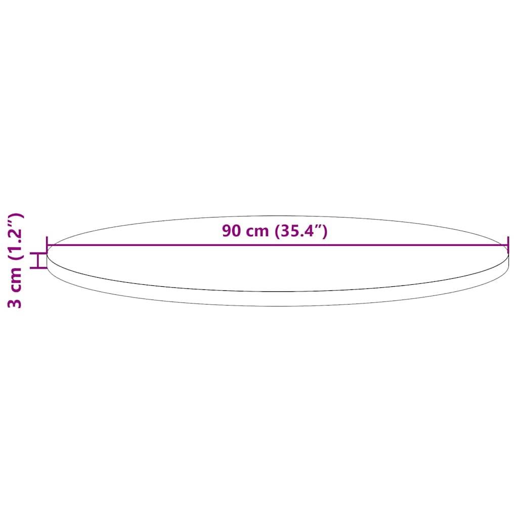 Tischplatte Rund Ø90x3 cm Massivholz Kiefer