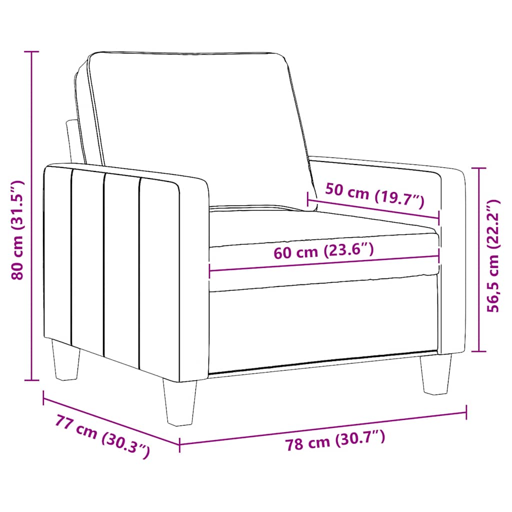 Sessel Schwarz 60 cm Stoff