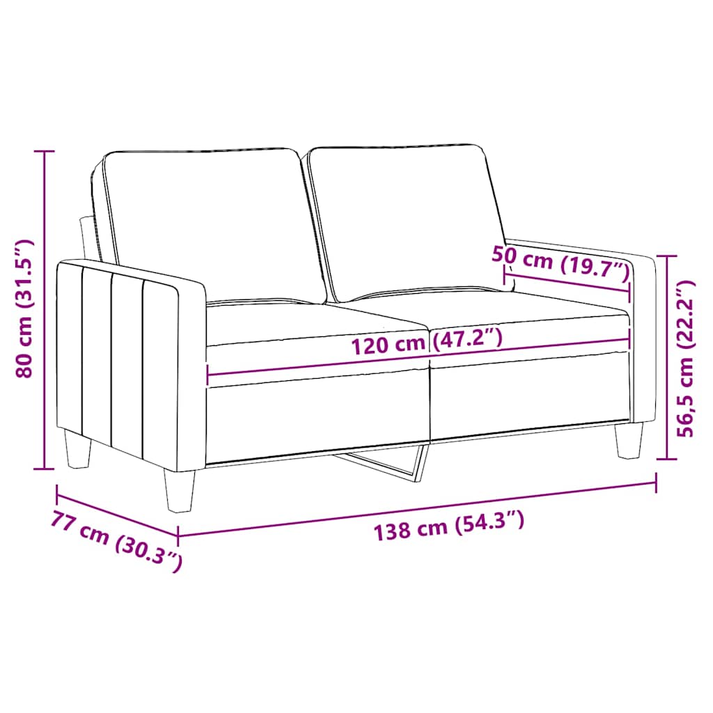 2-Sitzer-Sofa Creme 120 cm Stoff