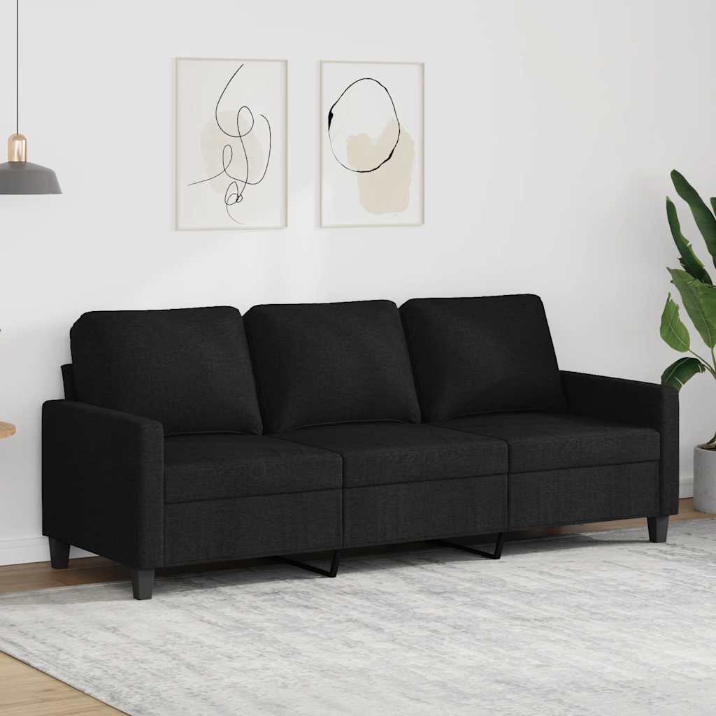 3-Sitzer-Sofa Schwarz 180 cm Stoff
