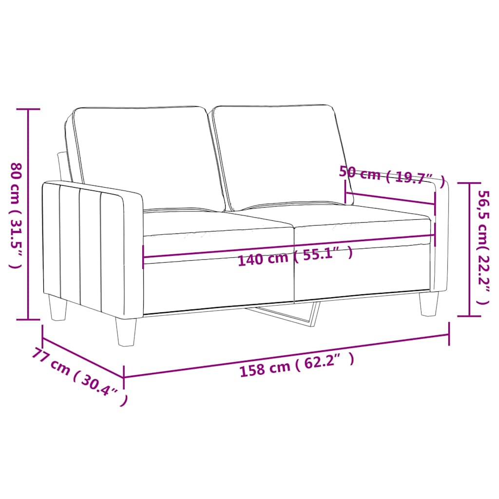 2-Sitzer-Sofa Gelb 140 cm Samt