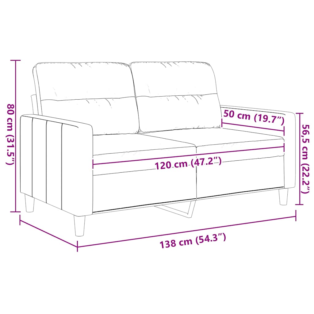 2-Sitzer-Sofa Braun 120 cm Stoff