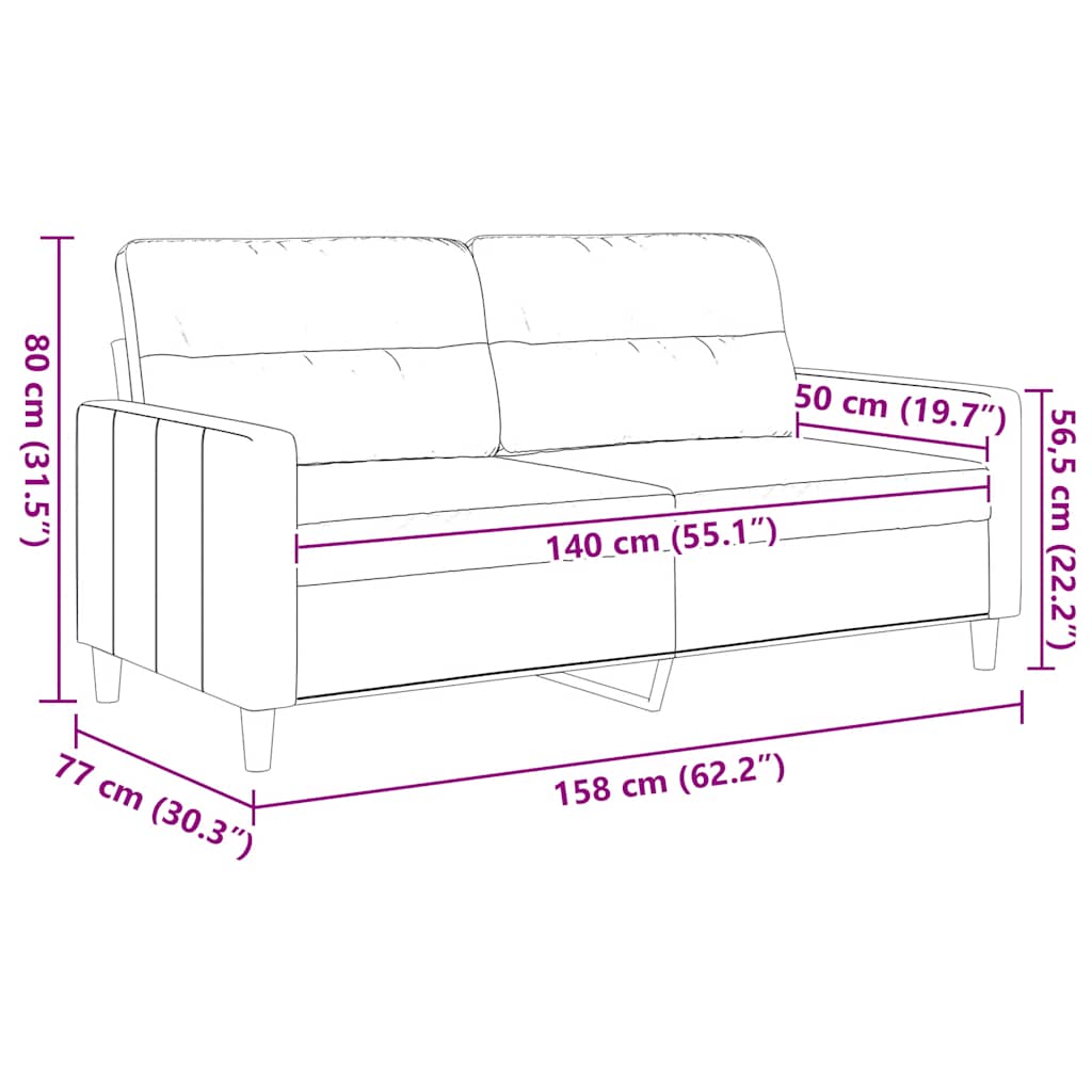 2-Sitzer-Sofa Creme 140 cm Stoff