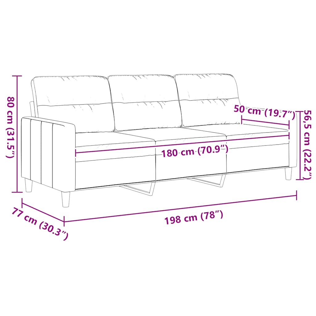 3-Sitzer-Sofa Dunkelgrau 180 cm Stoff