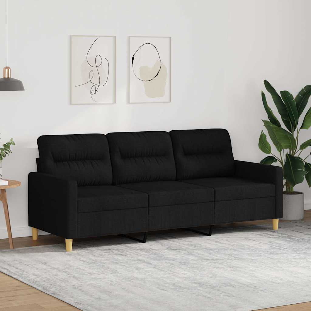 3-Sitzer-Sofa Schwarz 180 cm Stoff