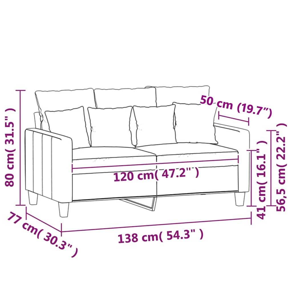 2-Sitzer-Sofa Creme 120 cm Stoff