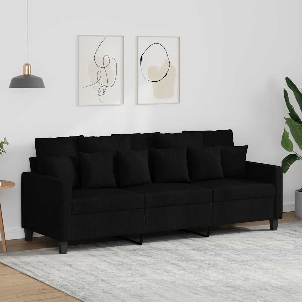 3-Sitzer-Sofa Schwarz 180 cm Stoff