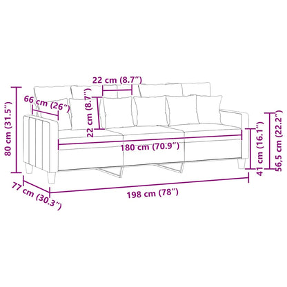 3-Sitzer-Sofa Weinrot 180 cm Stoff