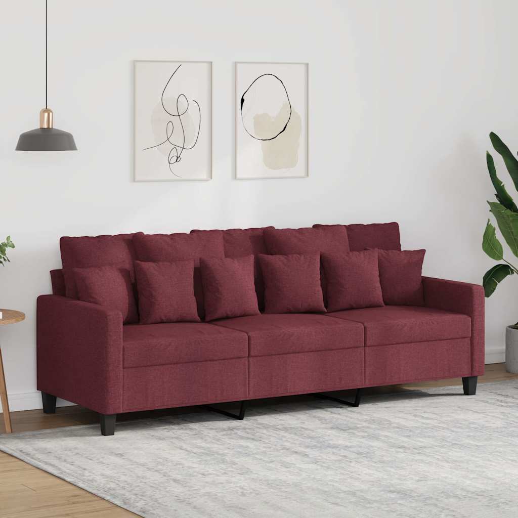3-Sitzer-Sofa Weinrot 180 cm Stoff