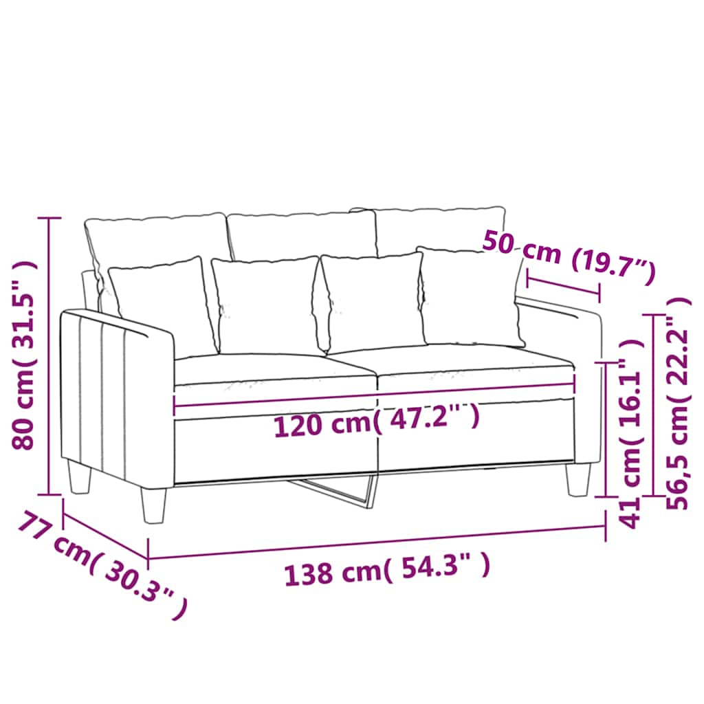 2-Sitzer-Sofa Creme 120 cm Samt