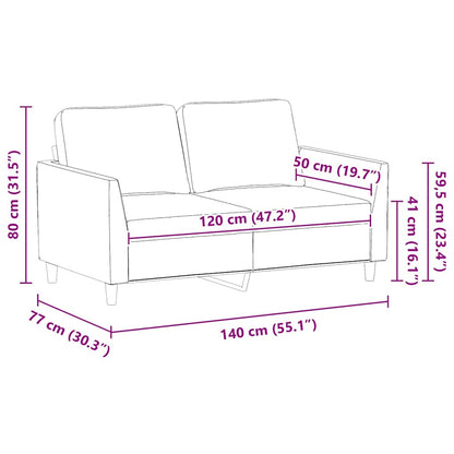 2-Sitzer-Sofa Schwarz 120 cm Kunstleder
