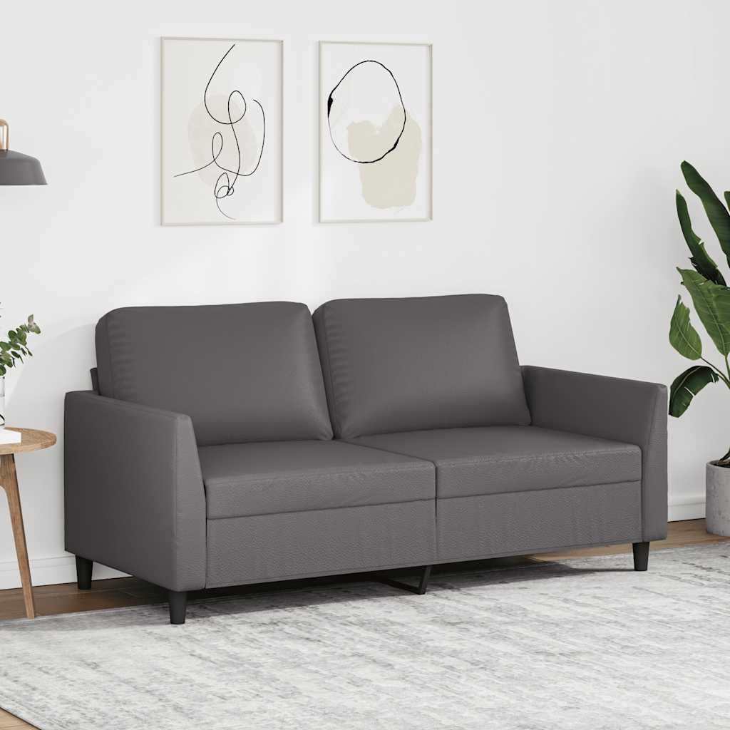 2-Sitzer-Sofa Grau 140 cm Kunstleder