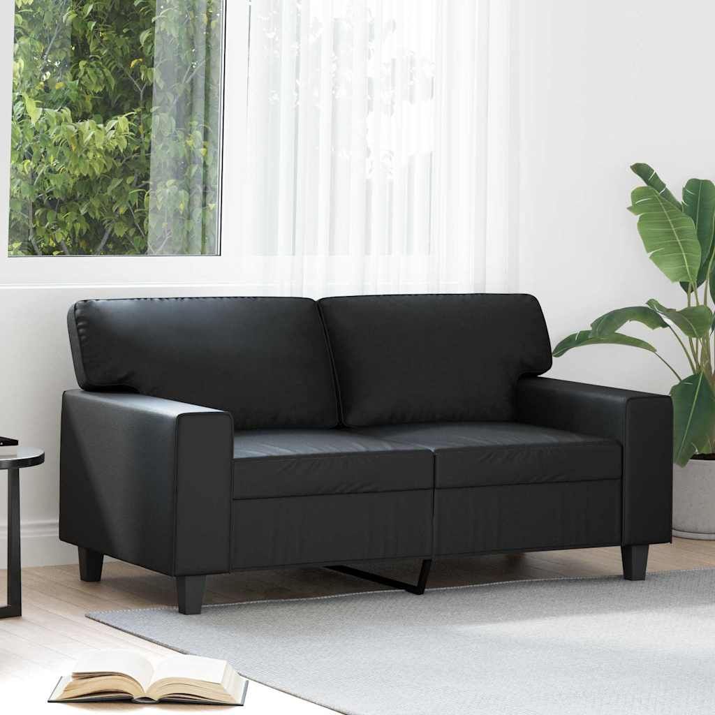 2-Sitzer-Sofa Schwarz 120 cm Kunstleder