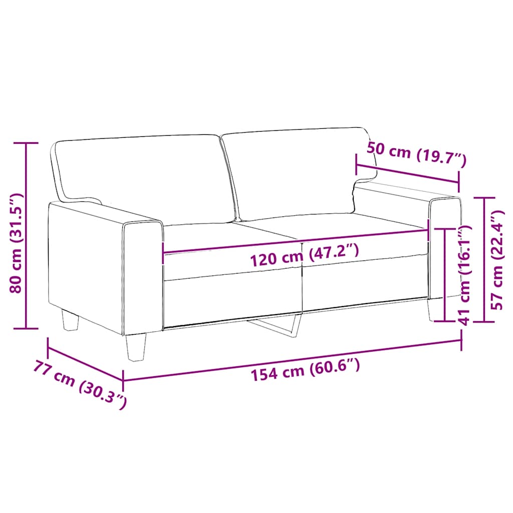 2-Sitzer-Sofa Cappuccino-Braun 120 cm Kunstleder