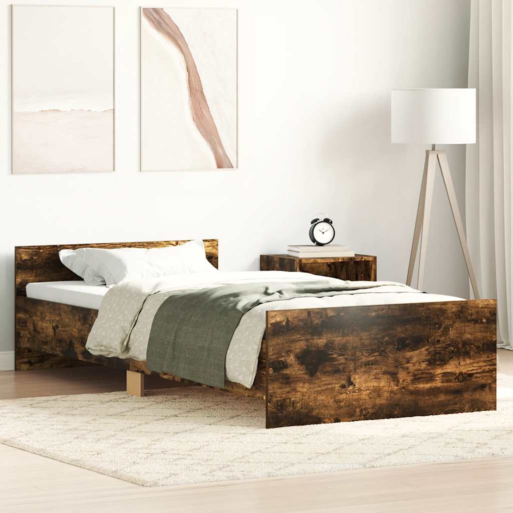 Bettgestell ohne Matratze Räuchereiche 100x200 cm Holzwerkstoff
