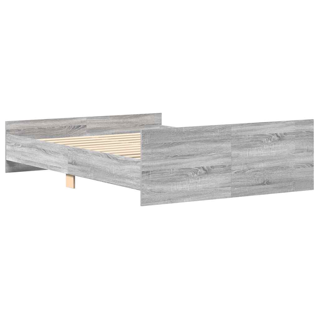 Bettgestell mit Kopf- und Fußteil Grau Sonoma 120x200 cm