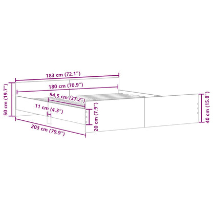 Bettgestell mit Kopf- und Fußteil Weiß 180x200 cm