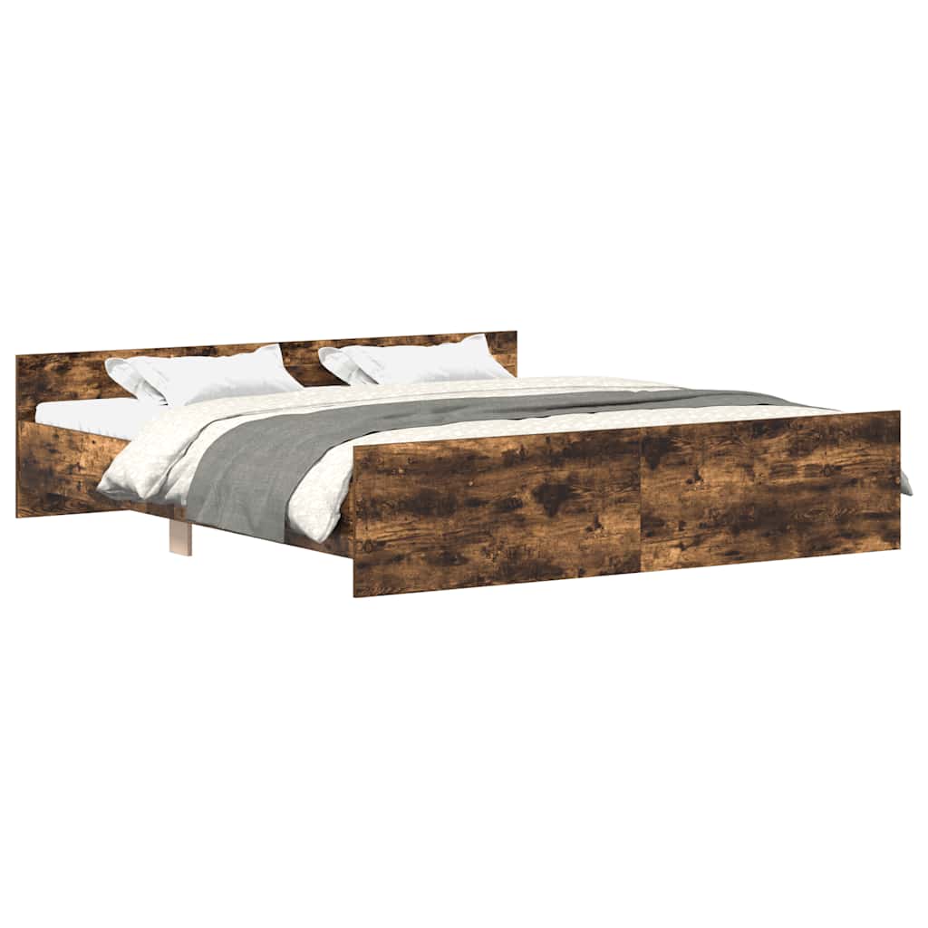 Bettgestell mit Kopf- und Fußteil Räuchereiche 180x200 cm