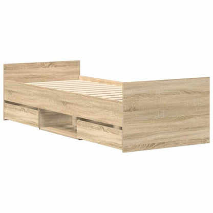 Bettgestell mit Kopf- und Fußteil Sonoma-Eiche 100x200 cm