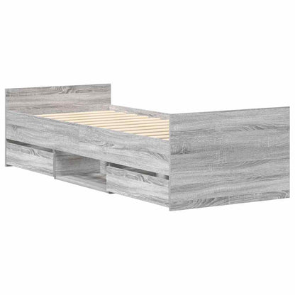 Bettgestell mit Kopf- und Fußteil Grau Sonoma 90x200 cm