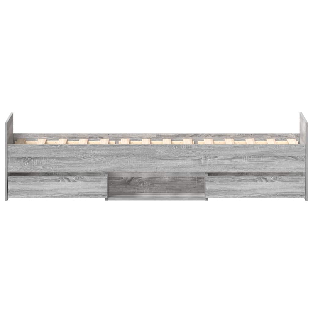 Bettgestell mit Kopf- und Fußteil Grau Sonoma 90x200 cm