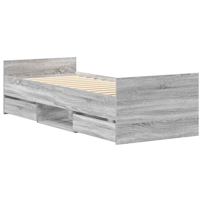 Bettgestell mit Kopf- und Fußteil Grau Sonoma 90x200 cm