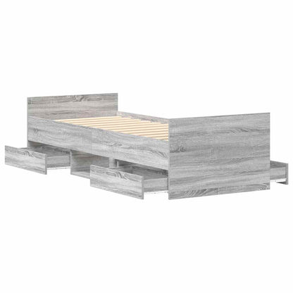 Bettgestell mit Kopf- und Fußteil Grau Sonoma 90x190 cm