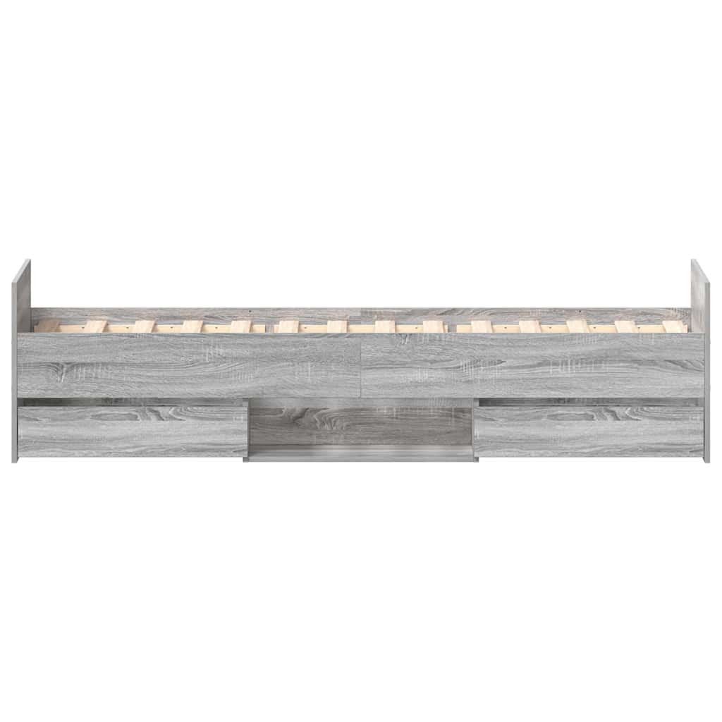 Bettgestell mit Kopf- und Fußteil Grau Sonoma 90x190 cm