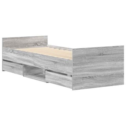 Bettgestell mit Kopf- und Fußteil Grau Sonoma 90x190 cm